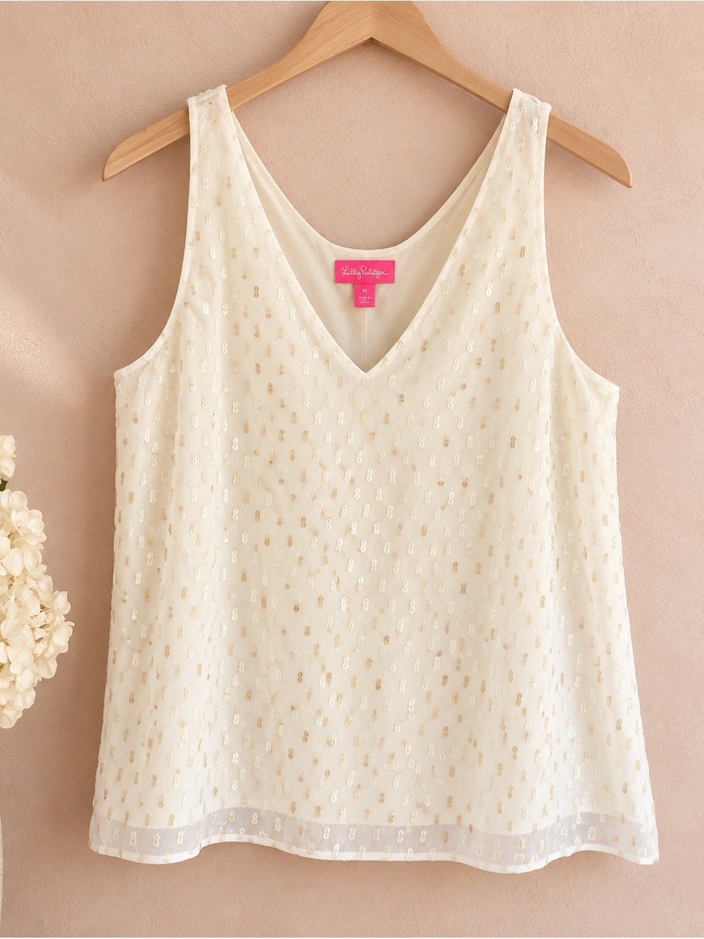 Lilly Pulitzer V-Neck Sequin Dot Tank Top NWT